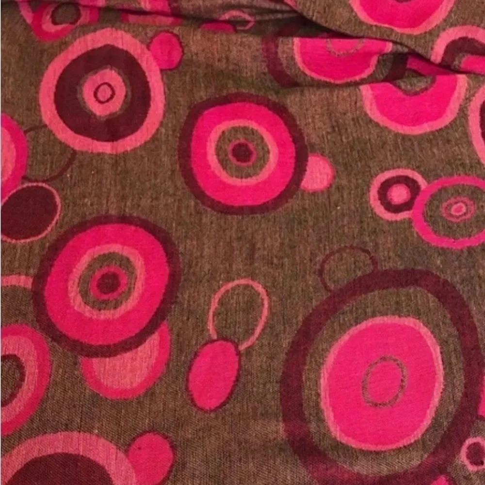 Pashmina silk Reversible Circle Dots‎ fringed pink brown Gold Scarf Approx 69x27